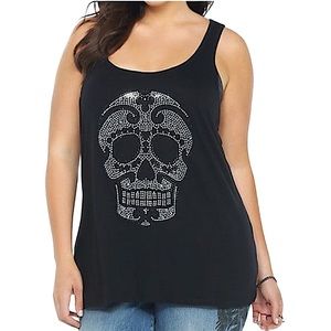 TORRID: Rhinestone Sugar Skull Racerback Tank Top - Size 1 / 1X